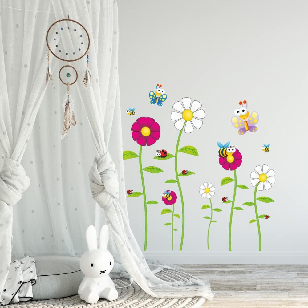 Dětské samolepky na zeď - Včely, Motýli, Beruška a Květiny