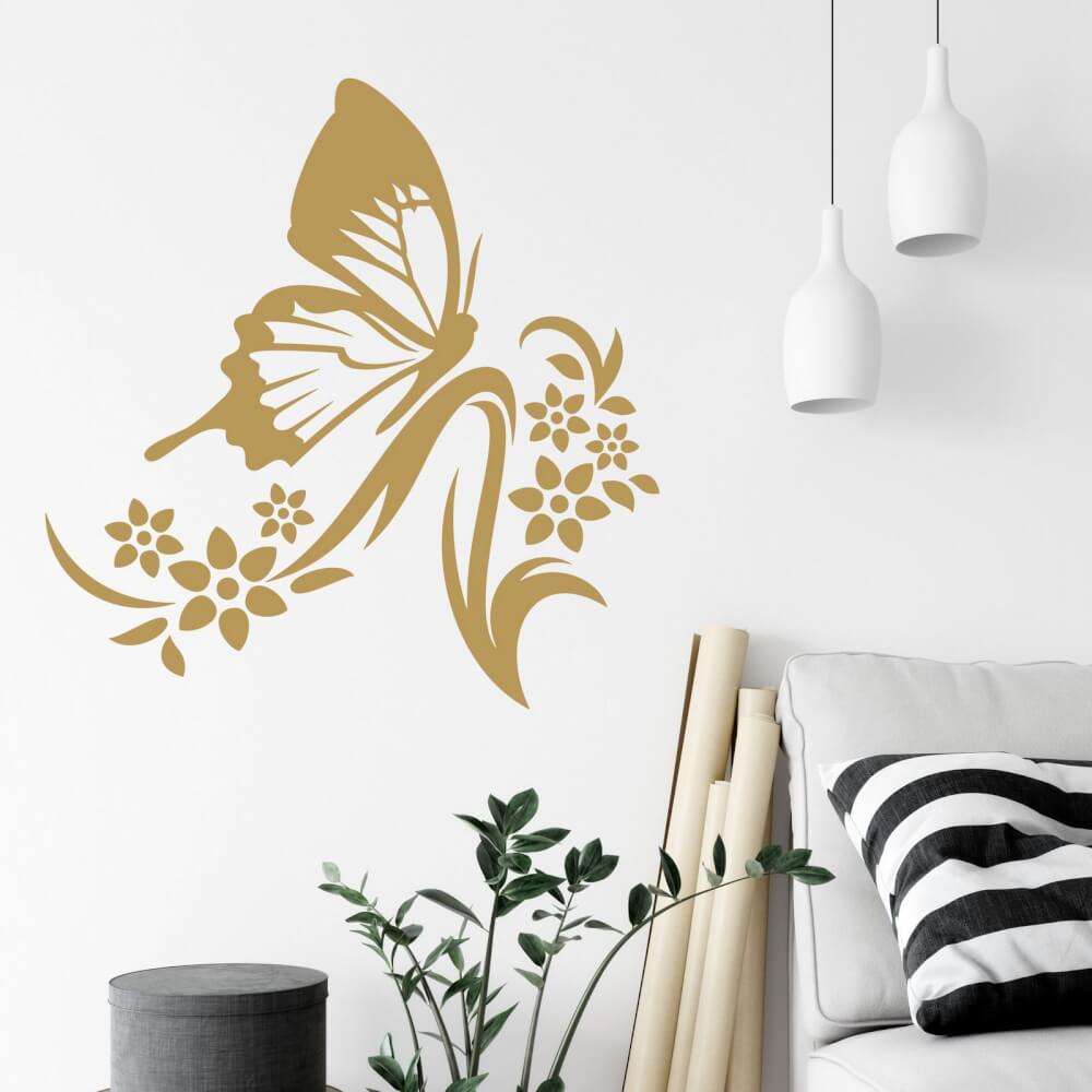 Samolepky na zeď - Motýl na krásnem květu