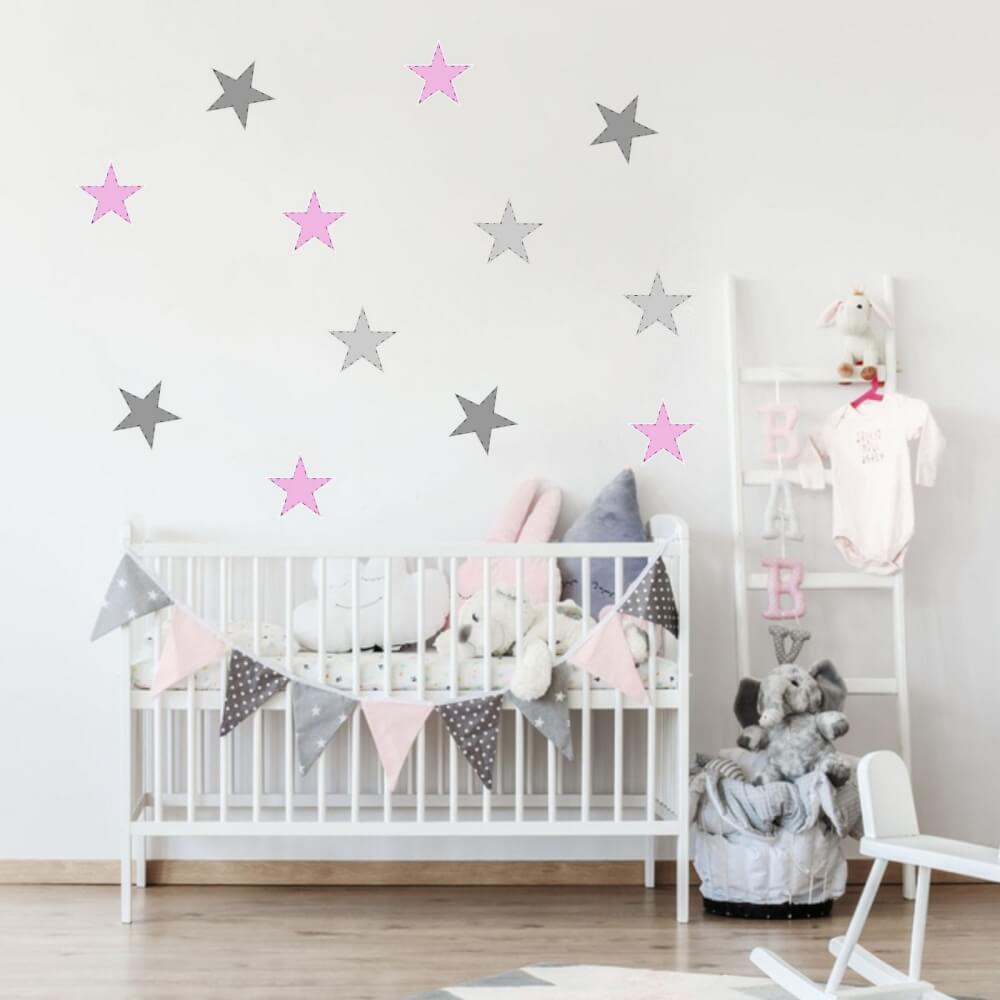 Dětské samolepky na zeď - Růžové hvězdy