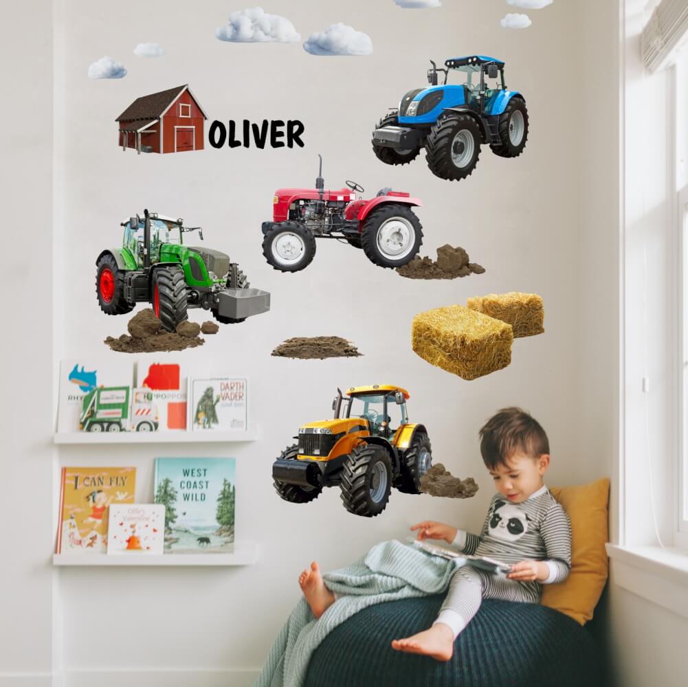 Samolepka na zeď pro kluky - Auta a traktory