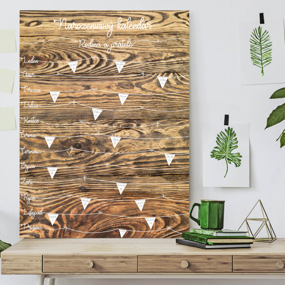 Levně Narozeninový kalendář - Dřevo dekor