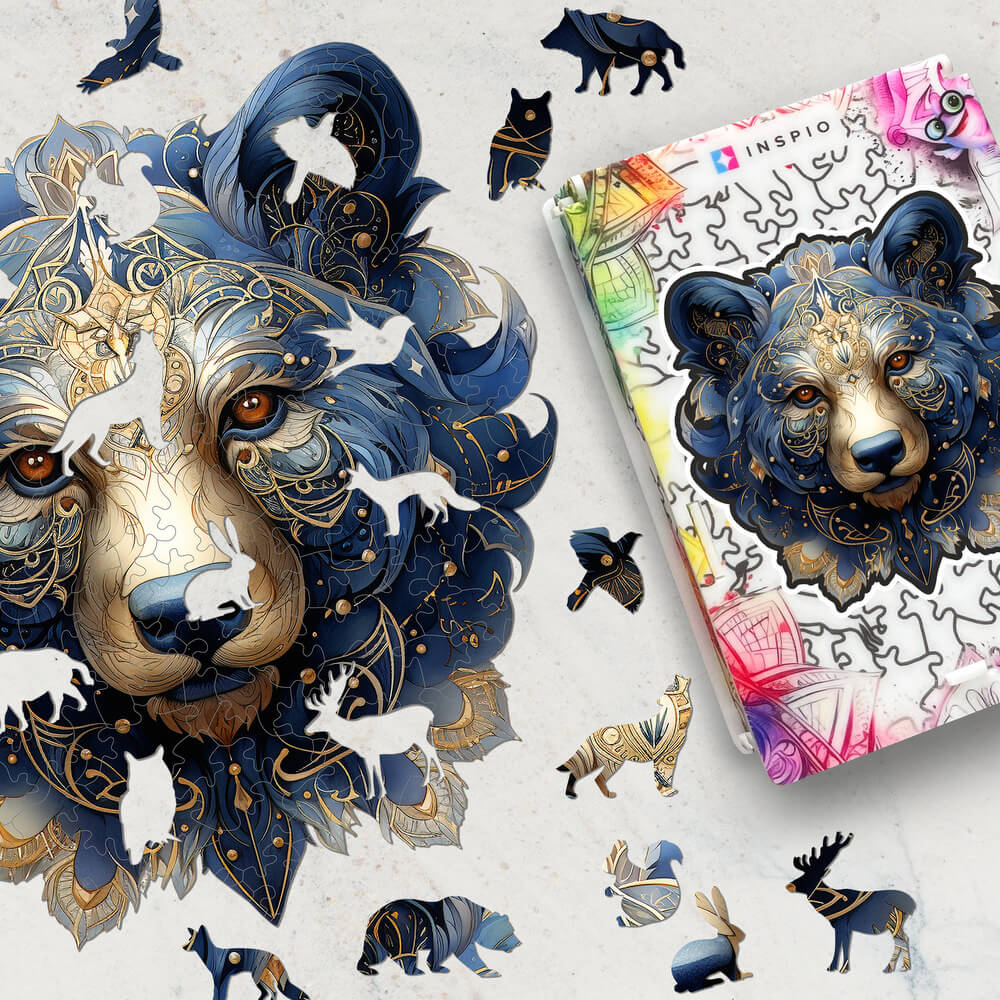 Levně Puzzle MEDVĚD tmavý - puzzle s nepravidelnými tvary a zvířátky