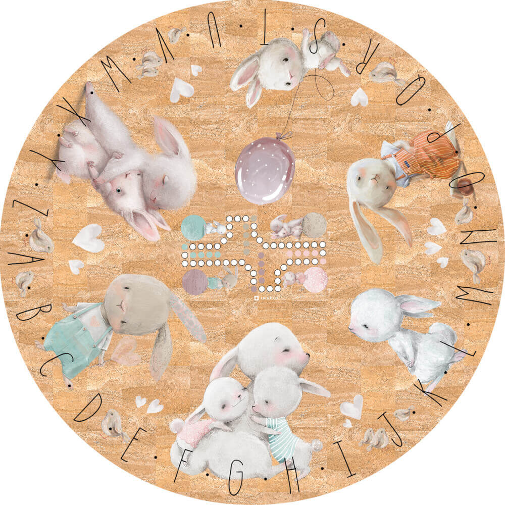 Levně Dětské koberce pro holky z korku - akvarelová zvířátka s abecedou