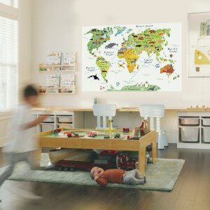 Samolepka na zeď - Mapa světa pro školáky