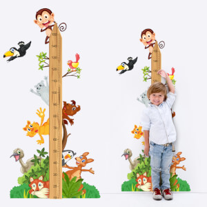 Samolepky na zdi - Dětský metr s veselými zvířátky ze ZOO