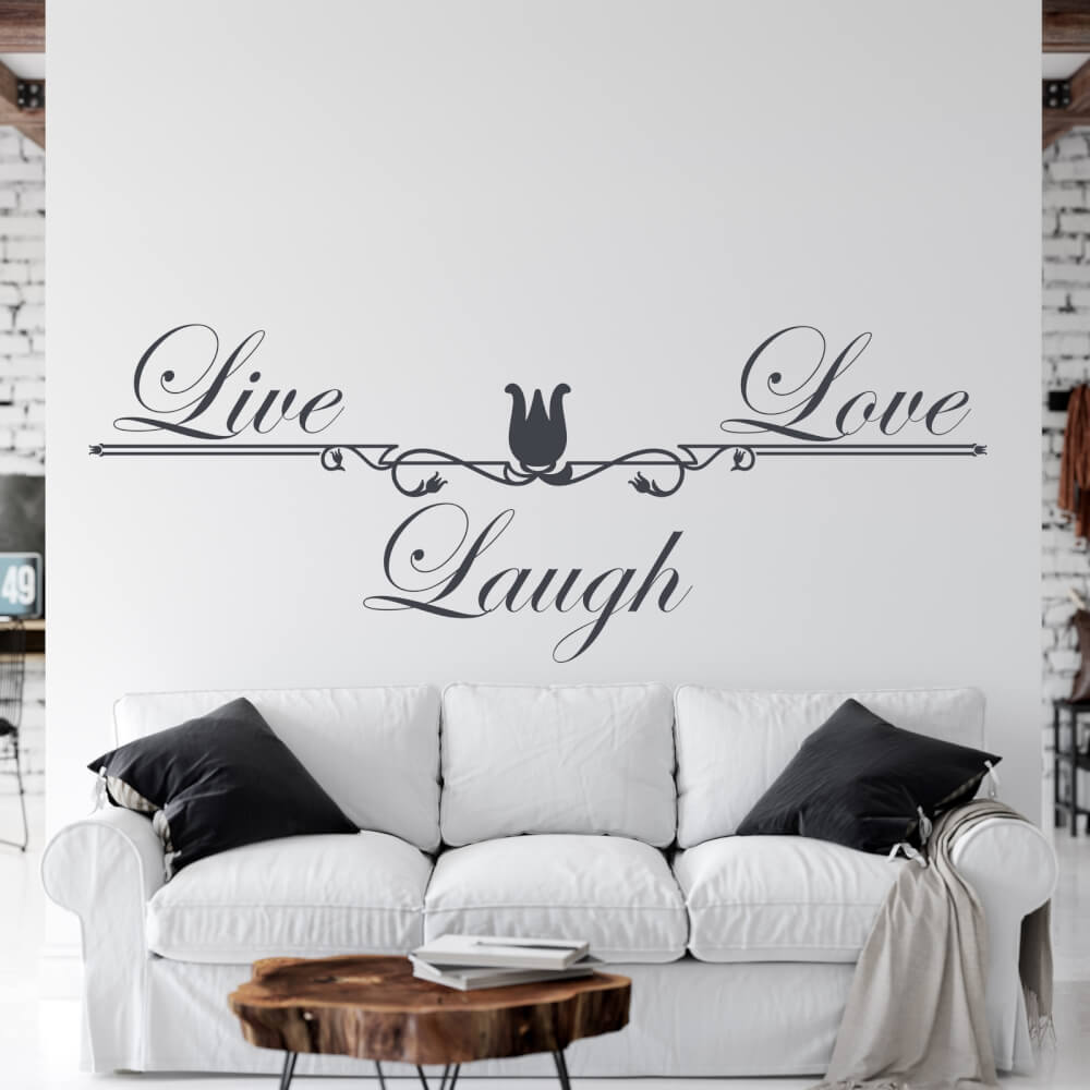 Samolepka na zeď - Live, Love, Laugh (citát na zeď)
