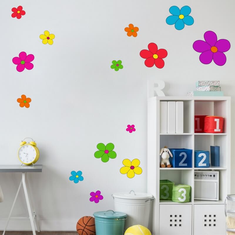 Samolepka na zeď - Samolepky barevné květiny