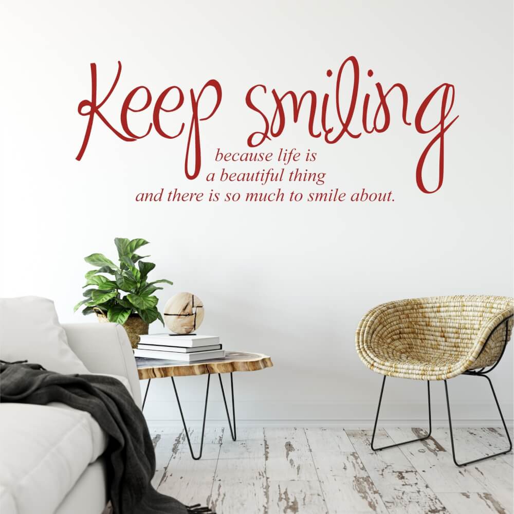 Nálepka na zeď - Keep smiling (citát na zeď)