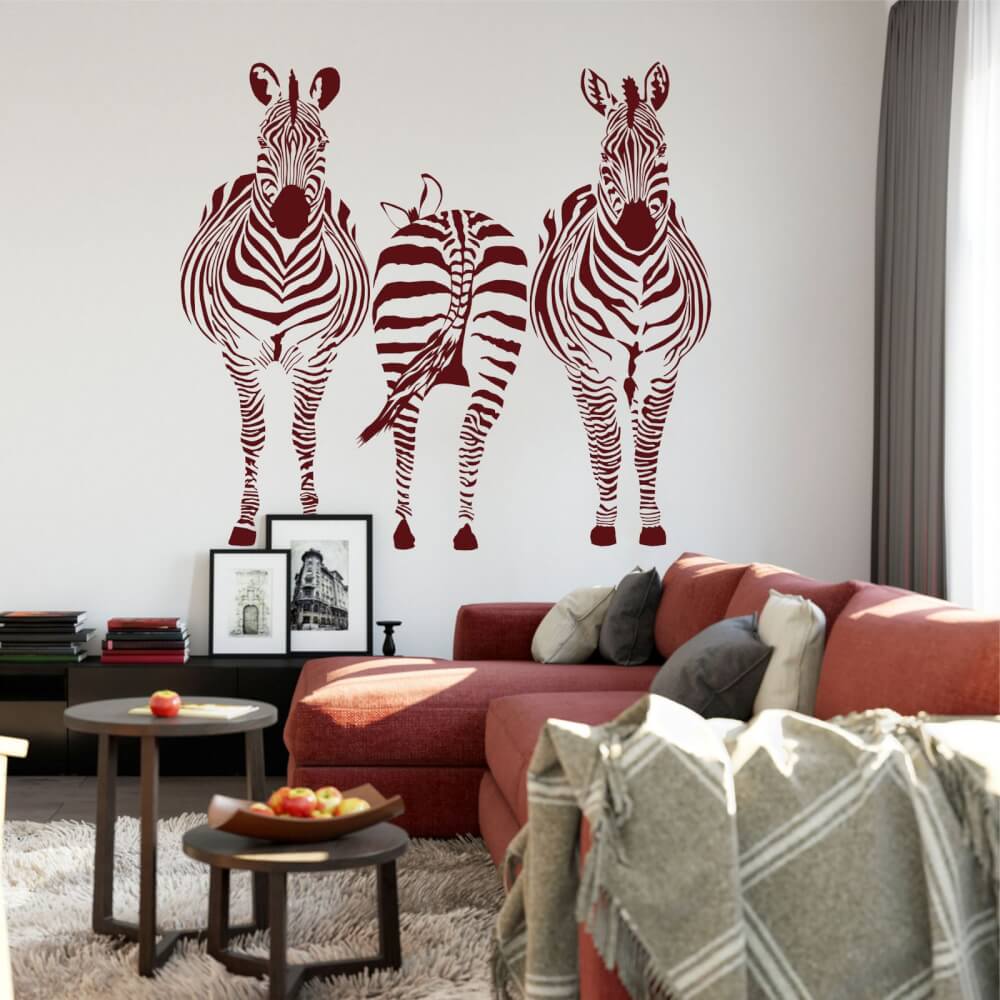 Samolepka na zeď - Tři zebry