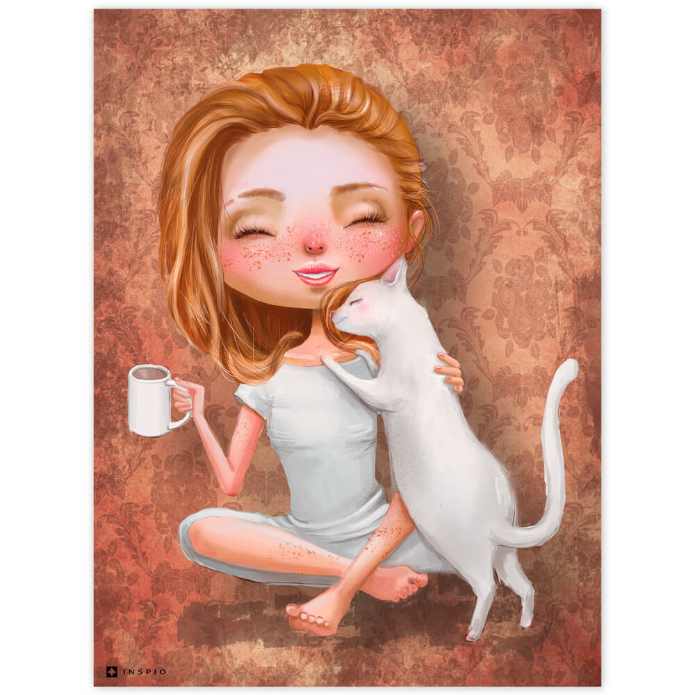 Levně Obraz na zeď - Dívka s kočkou