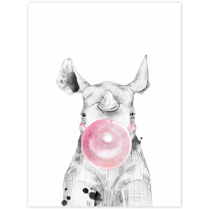 Obraz na zeď - Nosorožec s růžovou bublinou 
