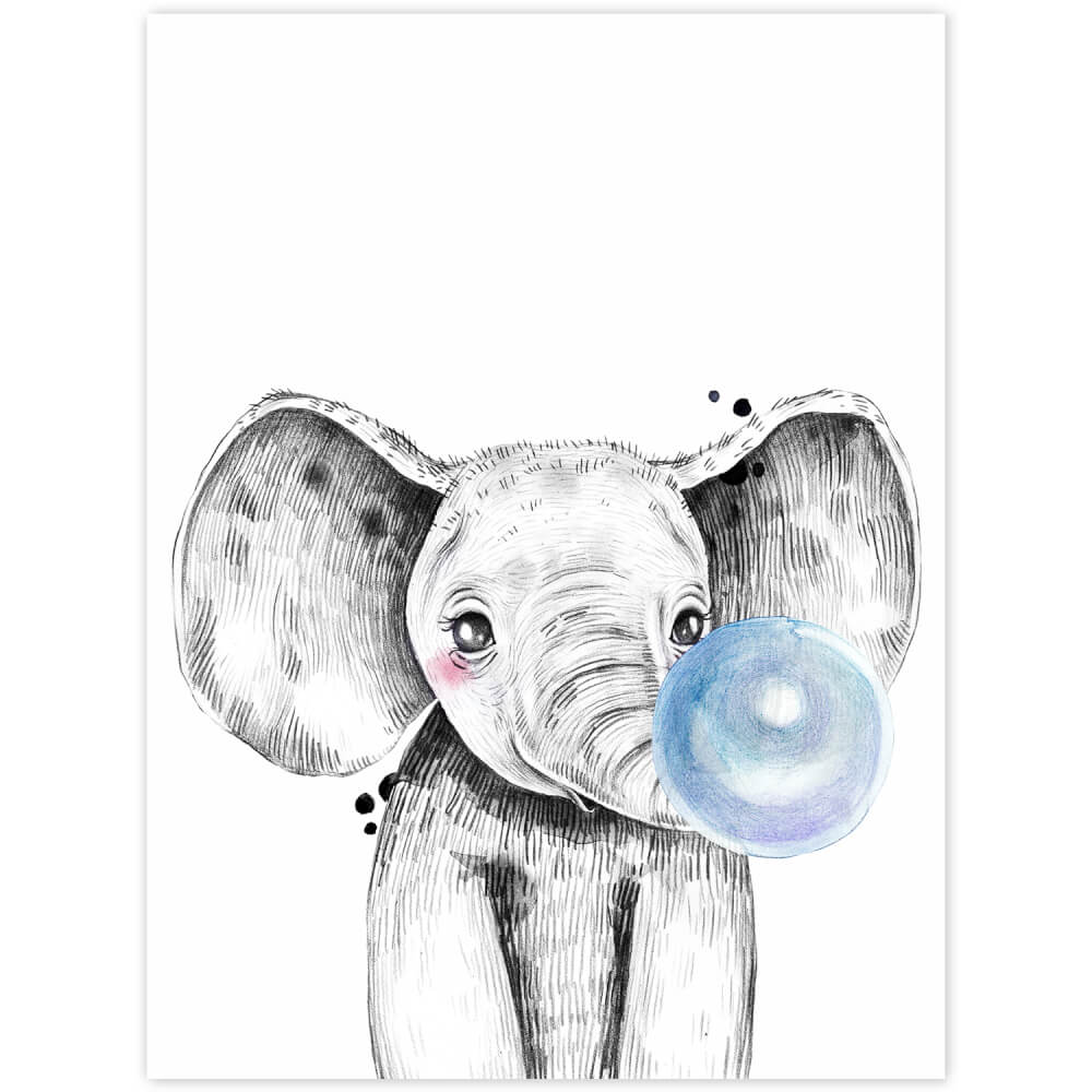 Obraz na zeď - Slon s modrou bublinou