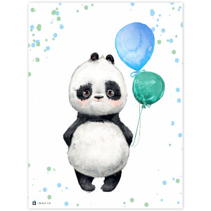 Obrázek - panda s balony do dětského pokoje