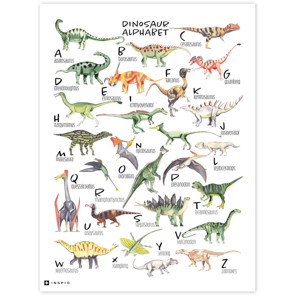 Obrazy na stěnu do dětského pokoje - Dinosauří abeceda