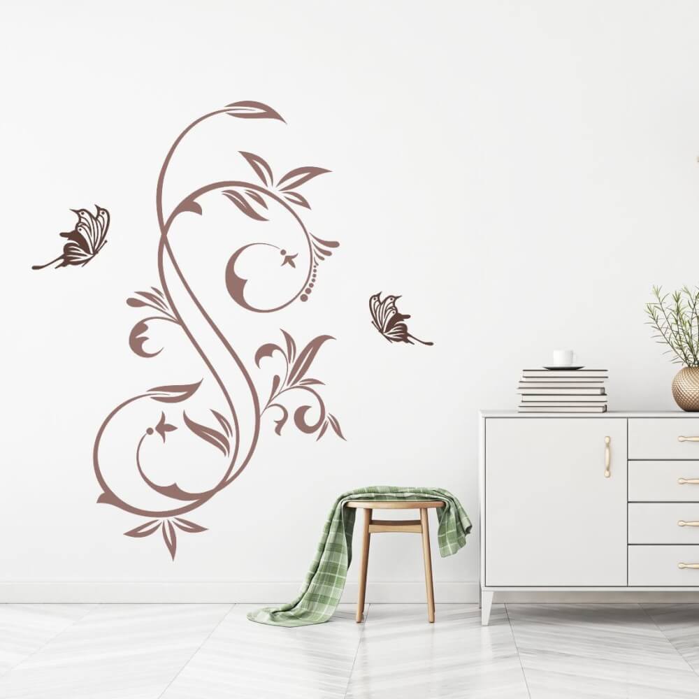 Levně Šablona na zeď - Ornament s motýlem
