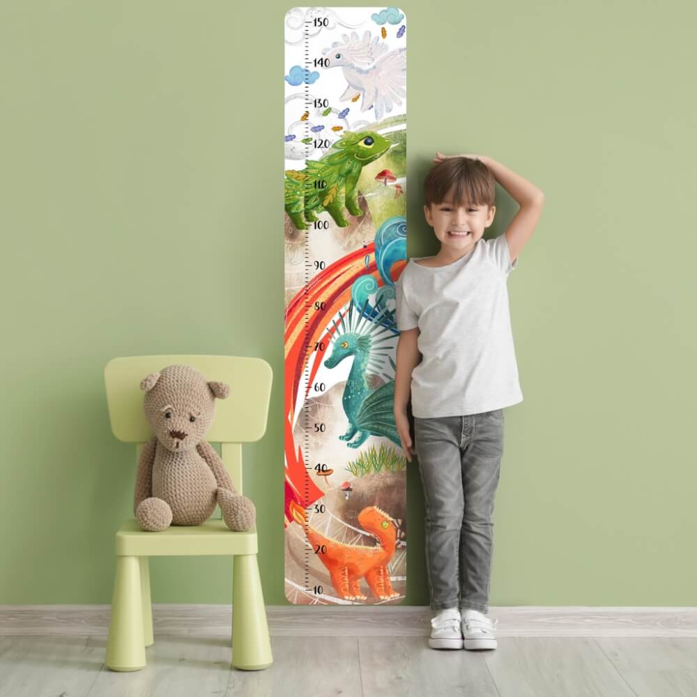 Samolepka na zeď pro kluky - Dino metr do dětského pokoje