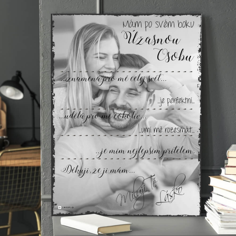 Levně Dárky pro zamilované - Valentýnská tabulka s vlastní fotkou