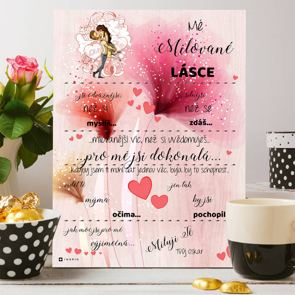 Levně Dárek na Valentýna - Vyznání lásky pro vaši přítelkyni - tabulka na stěnu